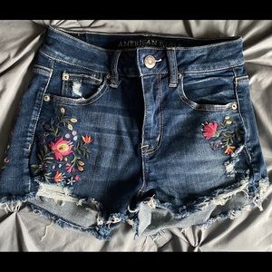 American Eagle, high waisted embroidered shorts